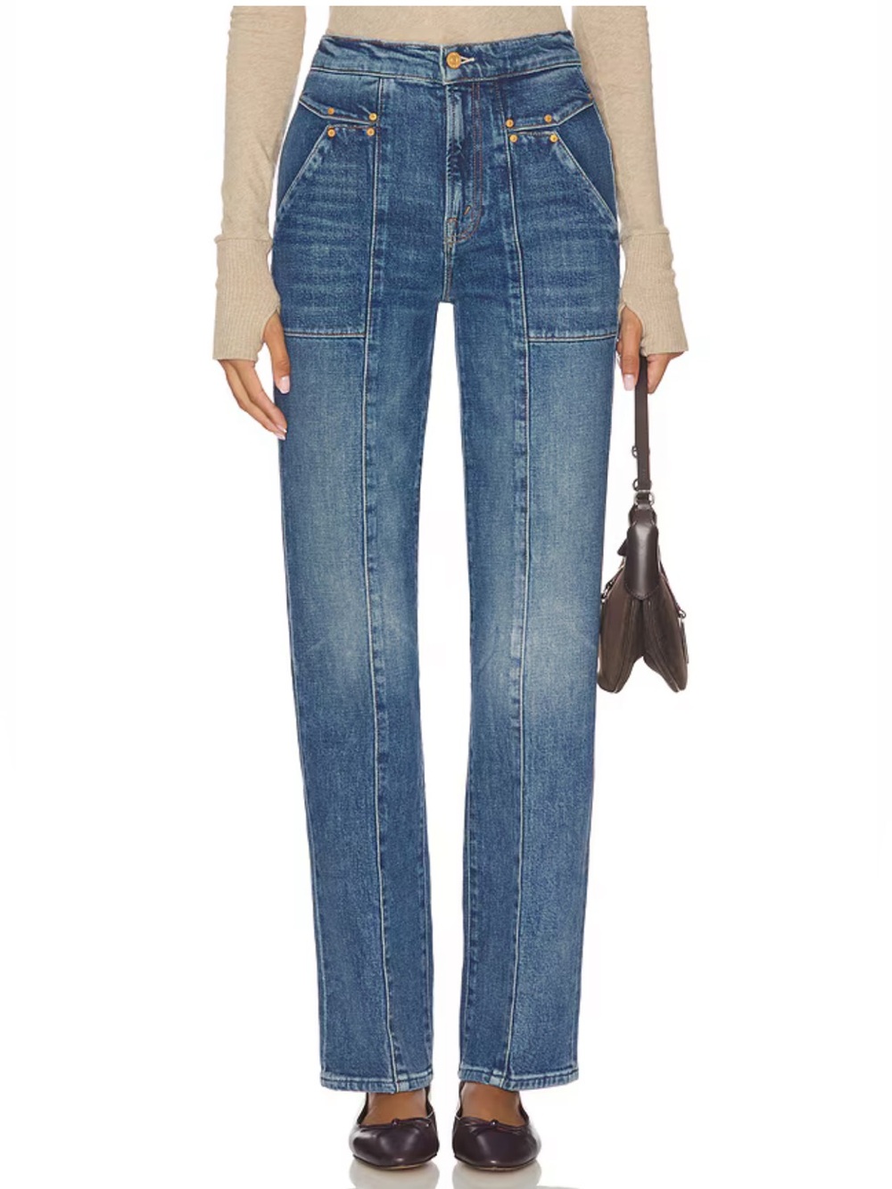 MOTHER The Riveting Rambler Zip Sneak Jeans in Bending The Rules Size 29